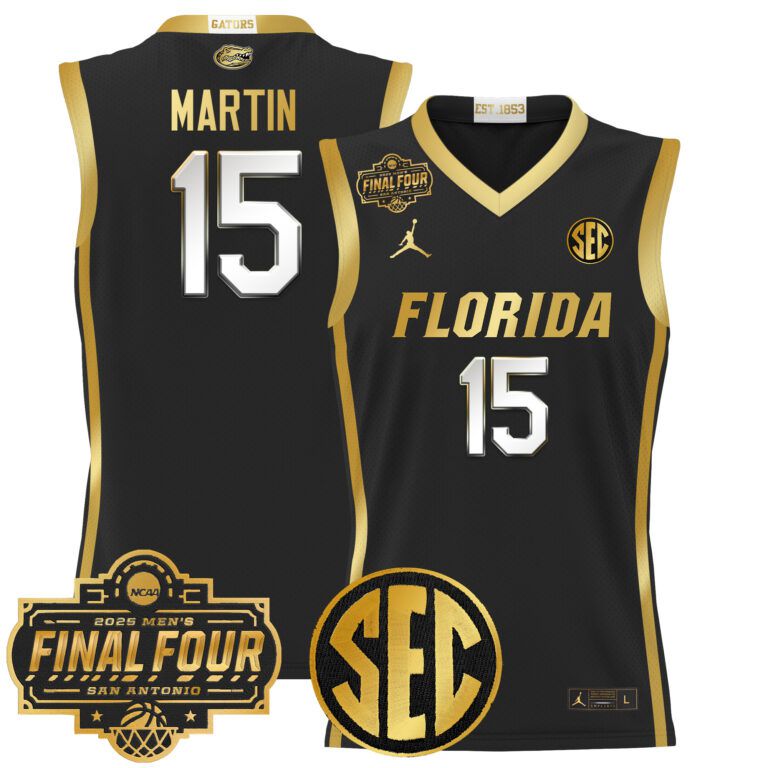 Men Florida Gators #15 Martin black 2025 Final Four Patch NCAA Jersey style 2->ncaa teams->NCAA Jersey
